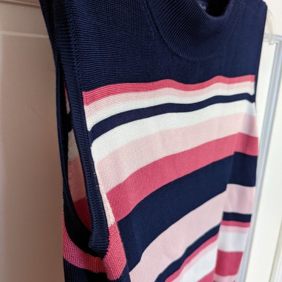 Host Pick! Preston & York Petites Navy & Pink Striped Sleeveless Sweater sz PM - Picture 2 of 7